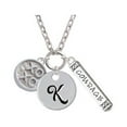 thumbnail image 1 of XOXO - Round Seal - K - Script Initial Disc Courage Strength Wisdom Zoe Necklace, 1 of 1