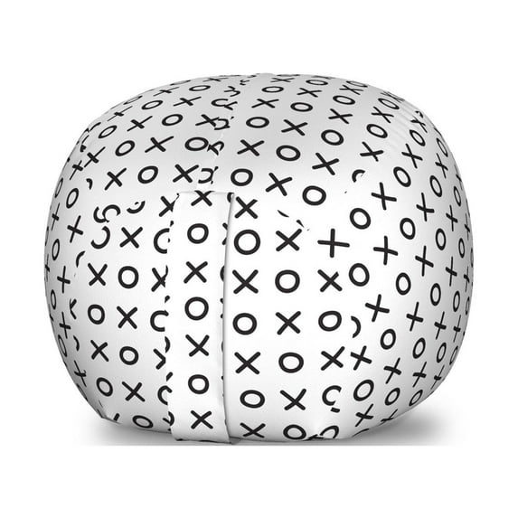 XOXO Storage Toy Bag Chair, Simplistic and Monochrome Design of Letters X and O Modern Art Print, Stuffed Animal Organizer Washable Bag, Large Size, Charcoal Grey and White, by Ambesonne