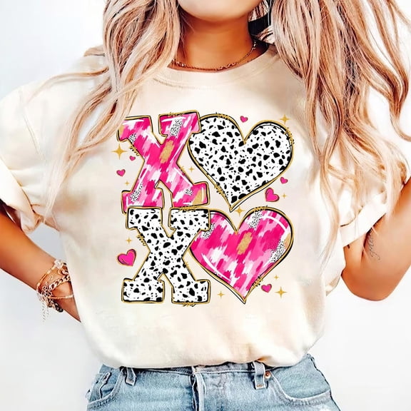 XOXO Valentine Day Heart Brushstroke Shirt, Glitter Valentine Tee, Romantic Coquette Shirt, Cute Valentine’s Day Outfit