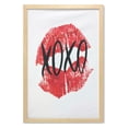 thumbnail image 1 of XOXO Wall Art with Frame, Realistic Colored Lips Pattern with Modern Ink Calligraphy Image, Printed Fabric Poster for Bathroom Living Room Dorms, 23" x 35", Vermilion Charcoal Grey, by Ambesonne, 1 of 2