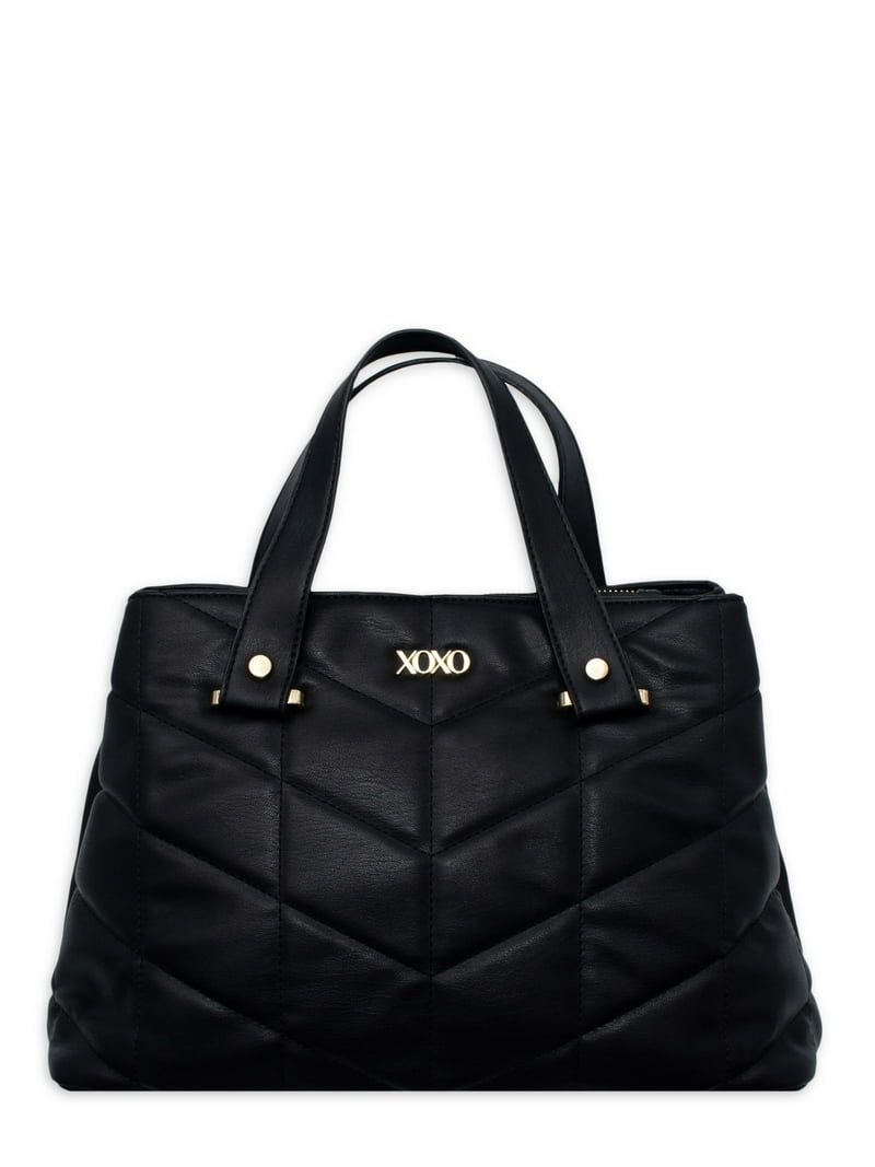 xoxo_fashon_love_　バック XOXO Black Chevron Vegan Leather Satchel Bag - Spacious