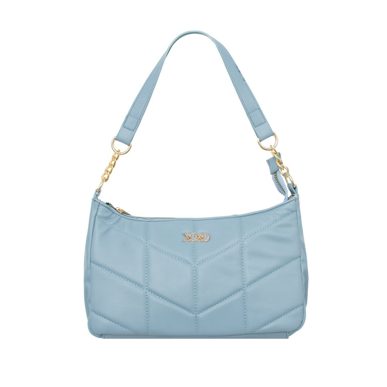 XOXO Women's Blue Chevron Vegan Leather Quilted Pattern Crossbody Bag With  Adjustable Strap 