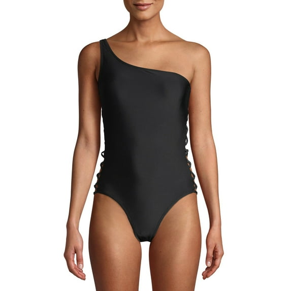 XOXO Women’s Cage One-Shoulder One-Piece Swimsuit