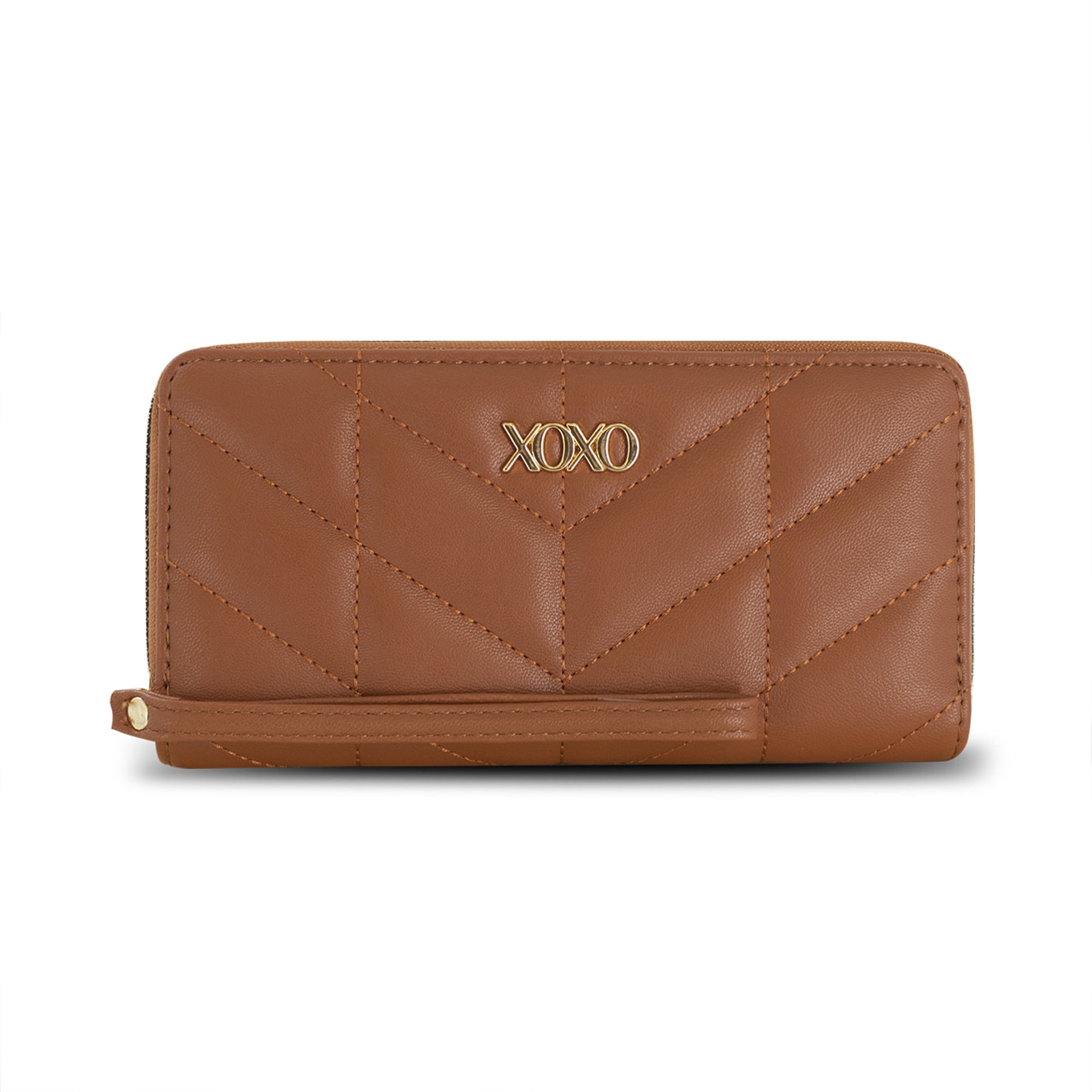 XOXO Women's Wine Vegan Leather Quilted Single Zip Wallet Clutch  withWristlet 