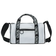 XOXO Women's Fabric White Mesh Everyday Barrel Bag withTop Handles & Adjustable Strap