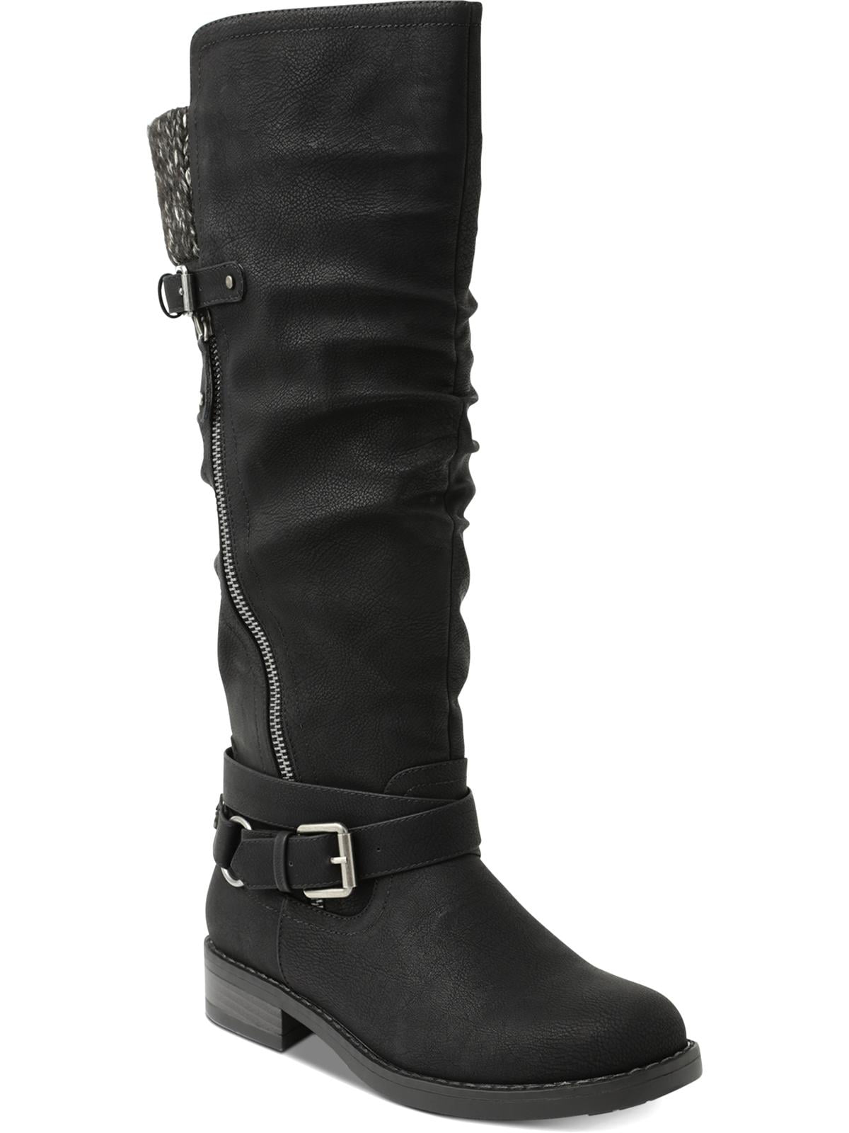 XOXO Women's Miles Faux Leather Tall Riding Boots Black Size 6