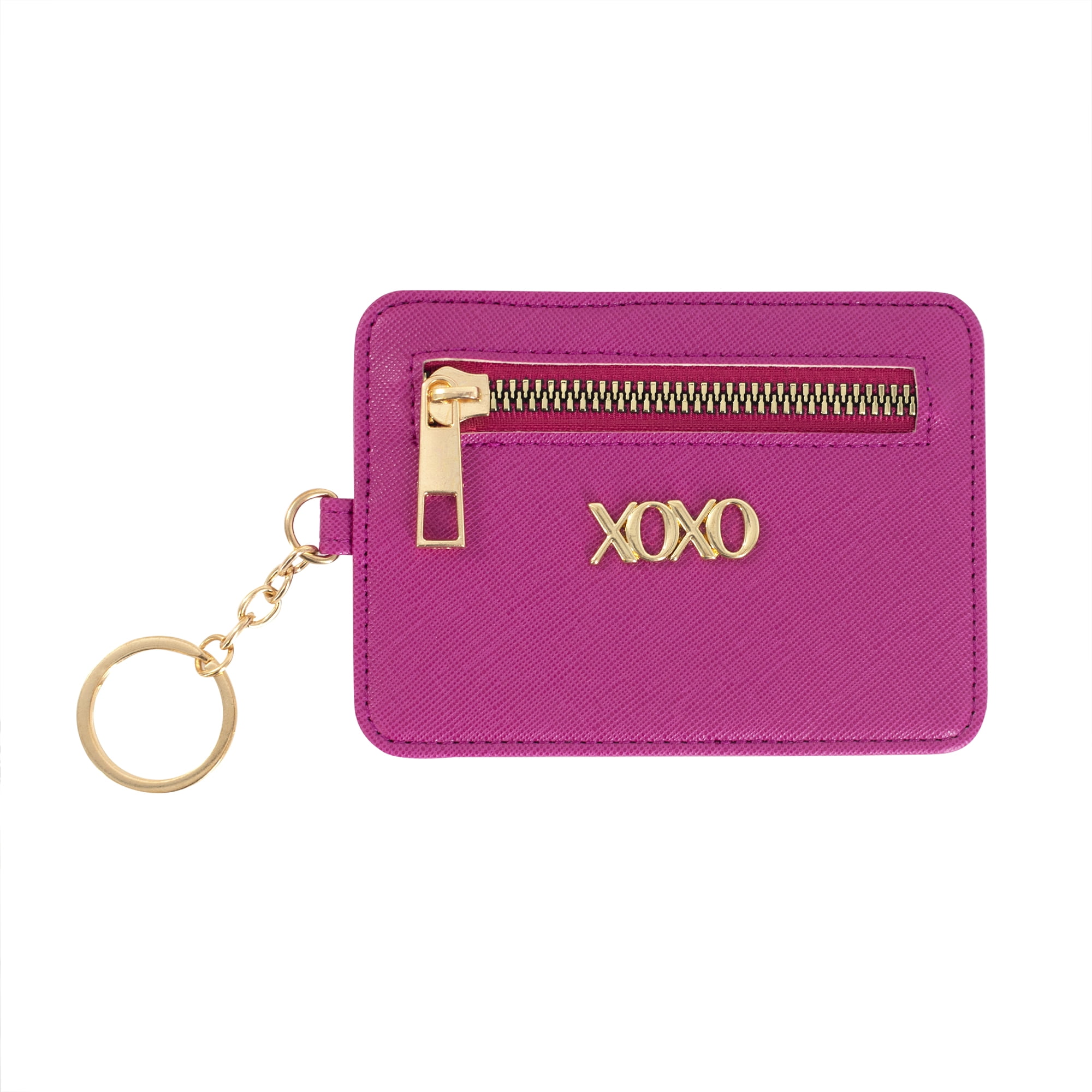 XOXO Women’s Mini Magenta Saffiano Leather Key Card ID Coin Case Wallet ...