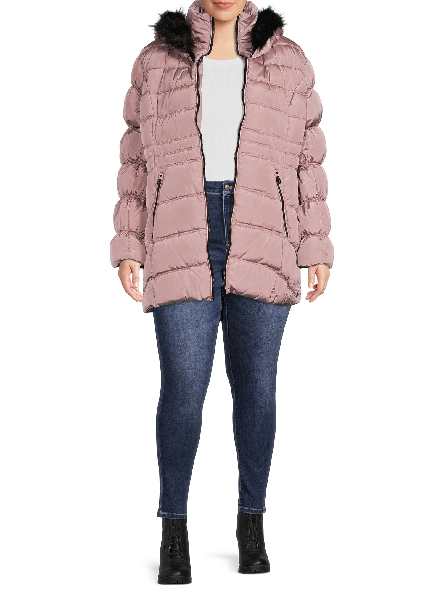 XOXO Women's Plus Size Puffer Coat with Oversized Hood