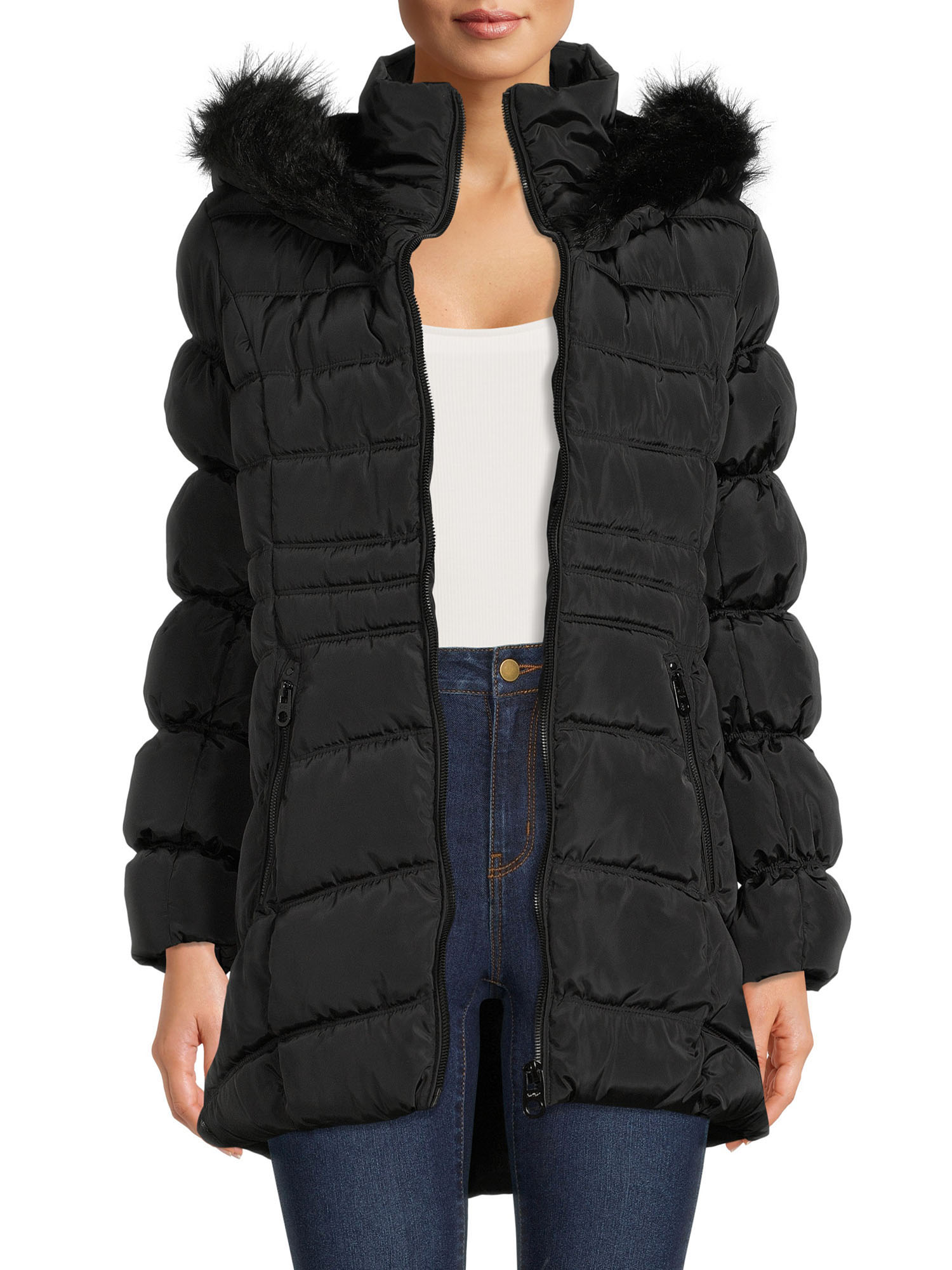 XOXO Women's Puffer Coat with Oversized Hood - image 1 of 5