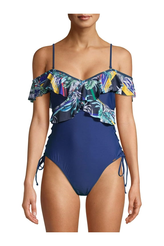 Women’s Ruffle One-Shoulder One-Piece Swimsuit