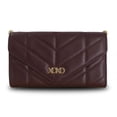 thumbnail image 1 of XOXO Women’s Small Wine Vegan Leather Quilted Fold Wallet withCrossbody Strap, 1 of 6