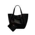 thumbnail image 1 of XOXO Women's Vegan Leather Black Dual Top Handle Everyday Tote Bag and Wristlet, 1 of 5