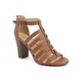 thumbnail image 1 of XOXO Womens Brown Strappy Ankle Strap Bae Round Toe Block Heel Buckle Pumps Shoes 10 M, 1 of 4