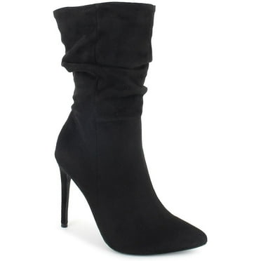 ARCHIVE Womens Black Studded Lace Delancey Pointed Toe Stiletto Zip-Up Leather Booties