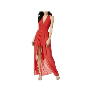 XOXO Womens Juniors Halter Maxi Romper
