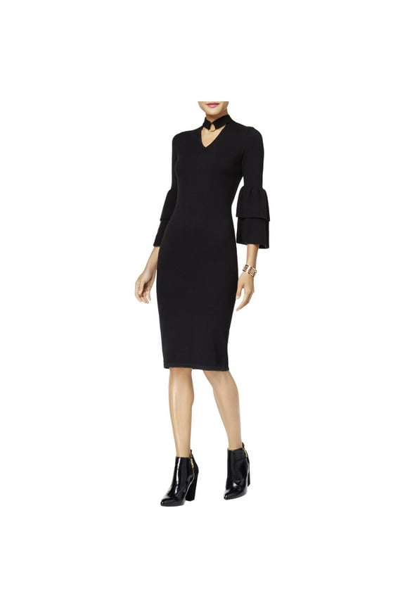 Womens Juniors Knit Choker-Neck Sweaterdress