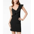 thumbnail image 1 of XOXO Womens Juniors Ruffled Sheath Cocktail Dress Black XS, 1 of 2