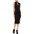 thumbnail image 1 of XOXO Womens Metallic Mock Neck Cocktail Dress Black S, 1 of 2