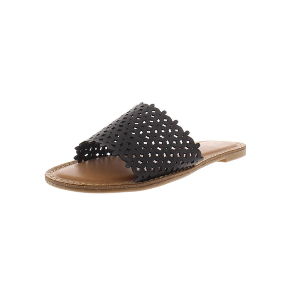 XOXO Womens Rachad Faux Leather Slide Flat Sandals