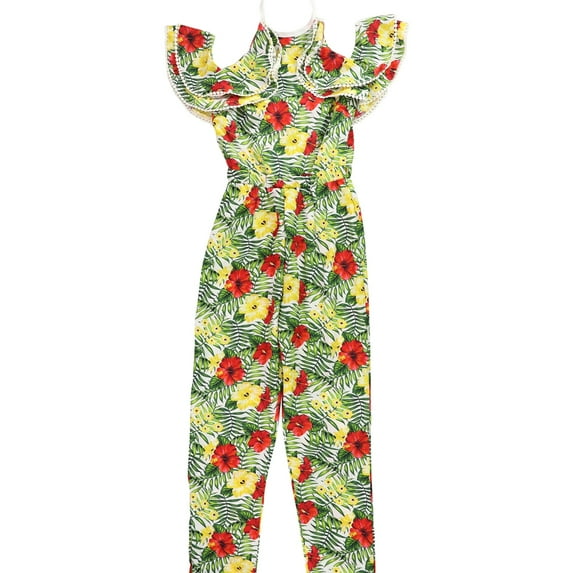 XOXO Womens Tropical Jumpsuit, Green, Juniors, Small