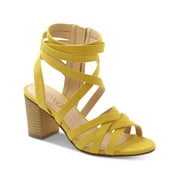 XOXO Womens Yellow Strappy Eden Round Toe Block Heel Zip-Up Dress Sandals Shoes 7.5