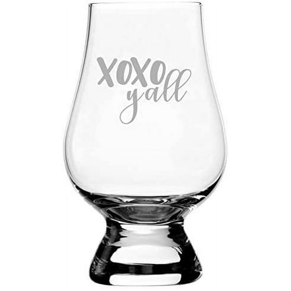XOXO Yall Valentine's Day Quotes Etched 6.5oz Glencairn Whisky Glass