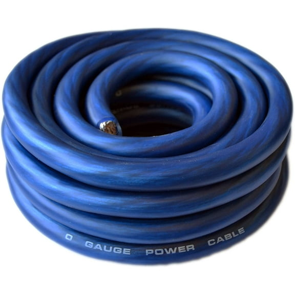 XP Audio 1/0 Gauge Blue 25ft Power/Ground Wire True Spec and Soft Touch Cable