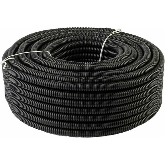 XP Audio 50' Feet 1/4" Black Split Loom Wire Flexible Tubing Wire Cover for Various Automotive, Home, Marine, Industrial Wiring Applications, Etc.