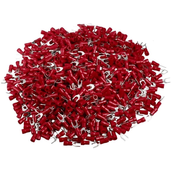 XP Audio XSR8-100 100PCS #8 Red Insulated Fork Spade Wire Connector Electrical Crimp Terminal 18-22AWG