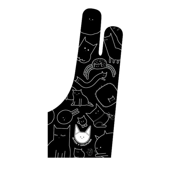 XP PEN Custom Digital Drawing Glove Two Finger Anti-fouling Glove for Graphics Drawing Tablet (Cat PatternUniversal Size)