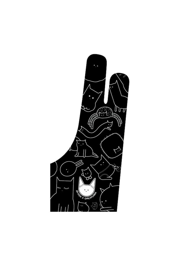 Custom Digital Drawing Glove Two Finger Anti-fouling Glove for Graphics Drawing Tablet (Cat PatternUniversal Size)