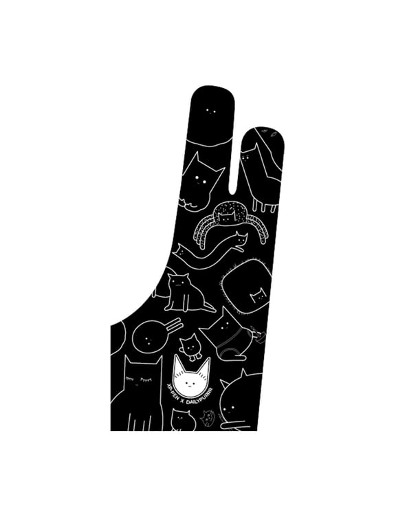 XP PEN Custom Digital Drawing Glove Two Finger Anti-fouling Glove for Graphics Drawing Tablet (Cat PatternUniversal Size)
