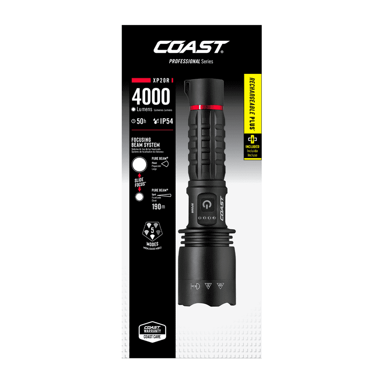 Free Shipping! COAST Rechargeable LED Flashlight 4000 Lumens Dual