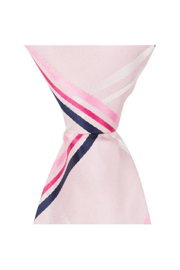 XP33 - 6 in. Newborn Zipper Necktie - Pink with Pink & Navy Stripes