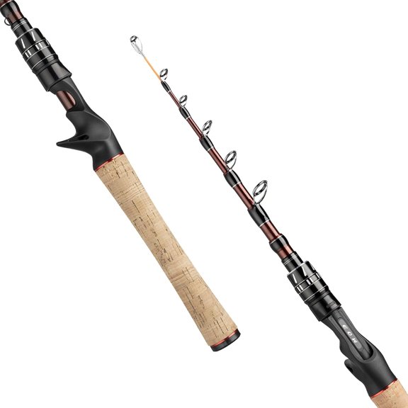 XPEDITE Portable Telescopic Fishing Rods, Spinning & Casting, 24T Carbon Blanks & Solid Carbon Tip, Cork Handle, Travel Rod, Short Collapsible Rods
