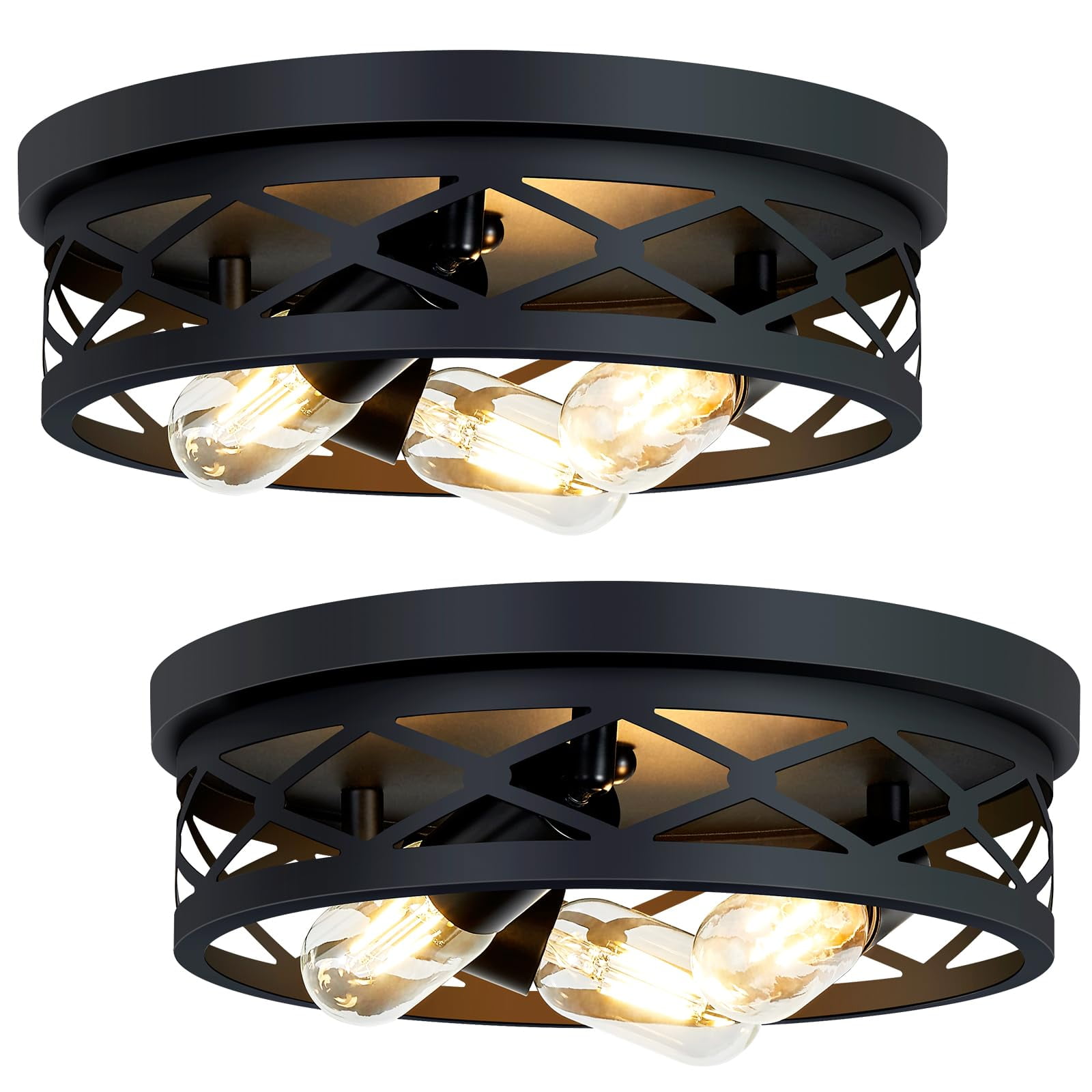XPEHK 13 inch Flush Mount Light Fixture,3-Light Farmhouse Flush Mount ...