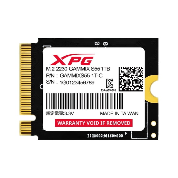 XPG GAMMIX S55 - 1 TB M.2 2230 PCIe 4.0 x4 NVMe Solid State Drive (SSD) - Up to 5000/3700MB/s Read/Write Speeds - Compact High-Performance Storage for Mini Laptops - Ideal for Gamers & Creators
