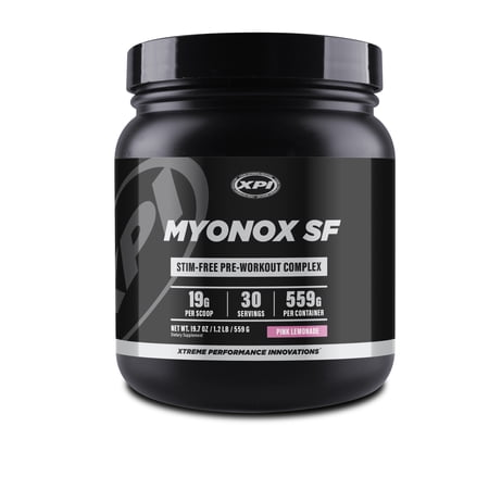 XPI Myonox Stim-Free Pre-Workout Powder, 30 Servings (Pink Lemonade) - Thiamin Supplement