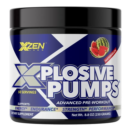 XZEN Xplosive Pumps Pre-Workout Supplement Powder for Energy & Endurance Nitric oxide, Men, Blood flow Watermelon 50 Servings