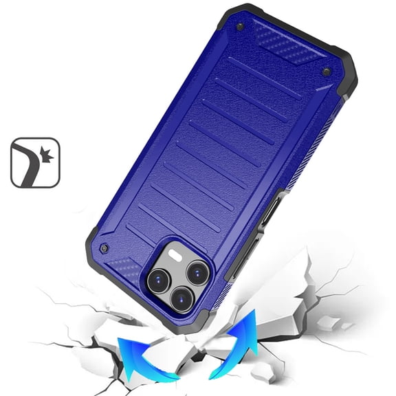 XPM for AT&T Propel 3 5G Phone Case, Tough Lined Design Hybrid Shockproof Protective Rugged TPU Hard PC with Durable Grip Cover for AT&T Propel 3 5G (Blue)