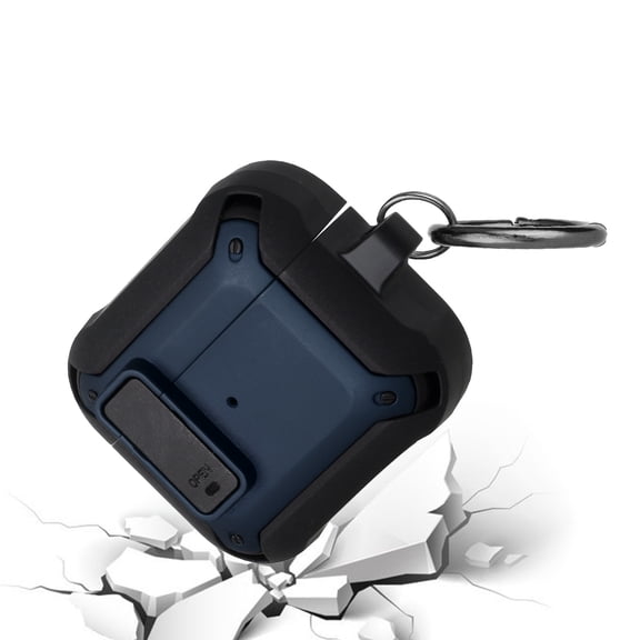 XPM for Apple Airpods 4 Case, ShockProof Hybrid With Metal Hook Carabiner & Switch Closure Full-Body TPU Rugged Protective Cover for Airpods 4th Gen (Blue)