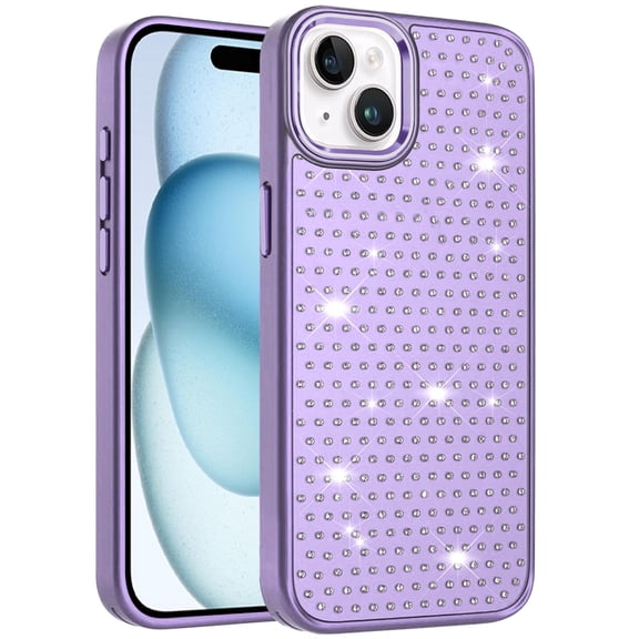 XPM for Apple iPhone 14 /13 Phone Case, Bling Diamond Metallic, Full Sparkle Chrome Edged Hybrid Protective Shockproof Cover for iPhone 14 / iPhone 13 (Purple)