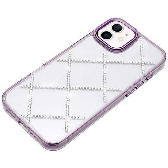 For Apple iPhone 14 /13 Phone Case, Gem Glitter Diamond Bling Clear Hybrid TPU Cover, Colorful Shockproof Protective Back, Slim Fit for Women Girls Cover for iPhone 14 / iPhone 13 - Purple