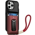 thumbnail image 1 of XPM for Apple iPhone 14 Pro Max Phone Case, Wallet Case with 2- Credit Card Holder, Wrist Strap & Kickstand Hybrid Shockproof TPU Cover for iPhone 14 Pro Max (Black / Red), 1 of 6