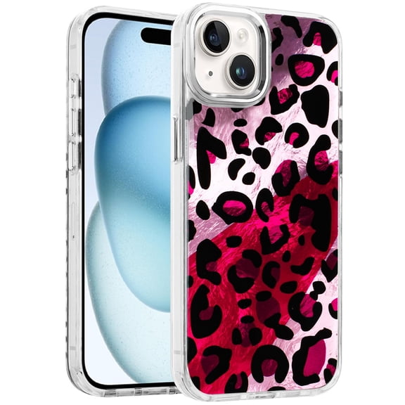 XPM for Apple iPhone 15 Phone Case, Fashion Beautiful Epoxy Design Hybrid Fashion Stylish TPU Protective, Shockproof Hybrid PC Cover for iPhone 15 (leopard skin pattern)