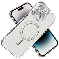 XPM for Apple iPhone 15 Pro Max Phone Case, Bling Case with Diamond Magnetic Circle, Transparent Slim Shockproof Hybrid Slim Fit Cover for iPhone 15 Pro Max (Clear)