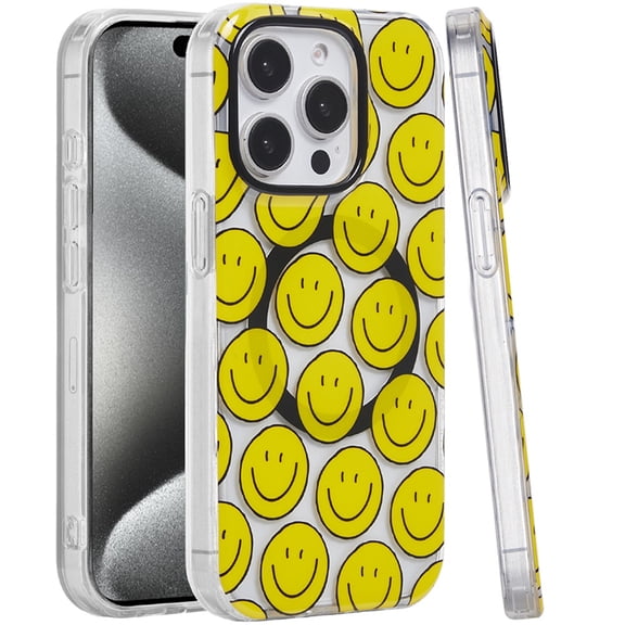 XPM for Apple iPhone 15 Pro Max Phone Case, Durable Fashion IMD Printed Design TPU Slim Shockproof Protective Case with Stylish Pattern Cover for iPhone 15 Pro Max (Emoji Smiley Faces)