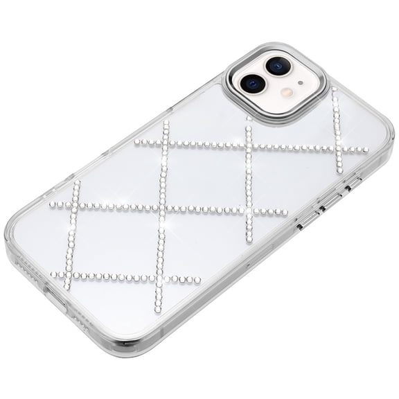 For Apple iPhone 16 (6.1") Phone Case, Gem Glitter Diamond Bling Clear Hybrid TPU Cover, Colorful Shockproof Protective Back, Slim Fit for Women Girls Cover for iPhone 16 - Silver
