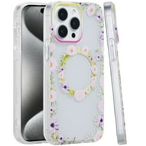 XPM for Apple iPhone 16 Pro Max Phone Case, Durable Fashion IMD Printed Design TPU Slim Shockproof Protective Case with Stylish Pattern Cover for iPhone 16 Pro Max (Yellow/Purple Floral)