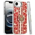 thumbnail image 1 of XPM for Apple iPhone 16e Phone Case, Diamonds 3D Butterfly Floral Design Bling Sparkly Glitter Hybrid Metal Fashion with Ring Stand Cover for Apple iPhone 16 E (6.1") (Red), 1 of 6